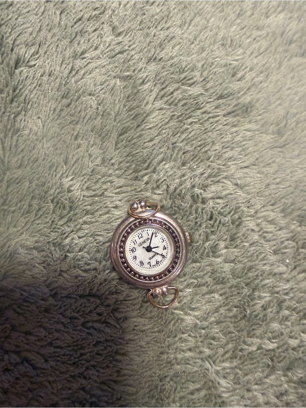 Geneva Silver Round Watch Face Pendant with Crystal Accents